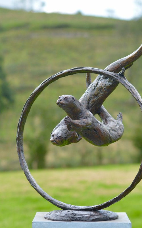 Otters Swimming through Ring by Tanya Russell