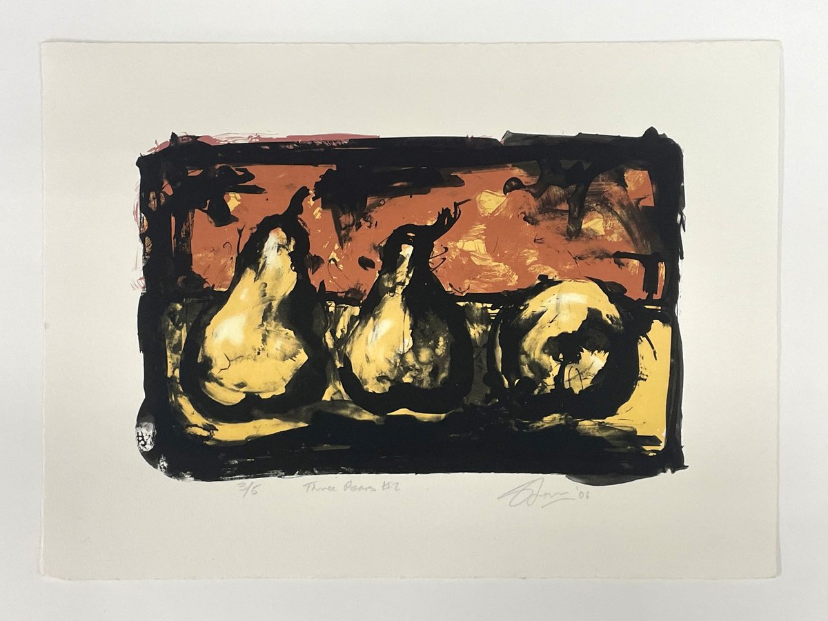 Expressive Limited Edition Print , Three Pears #2 By Simon Lawson, 17 X 13, Artwork For Sale On Artfinder