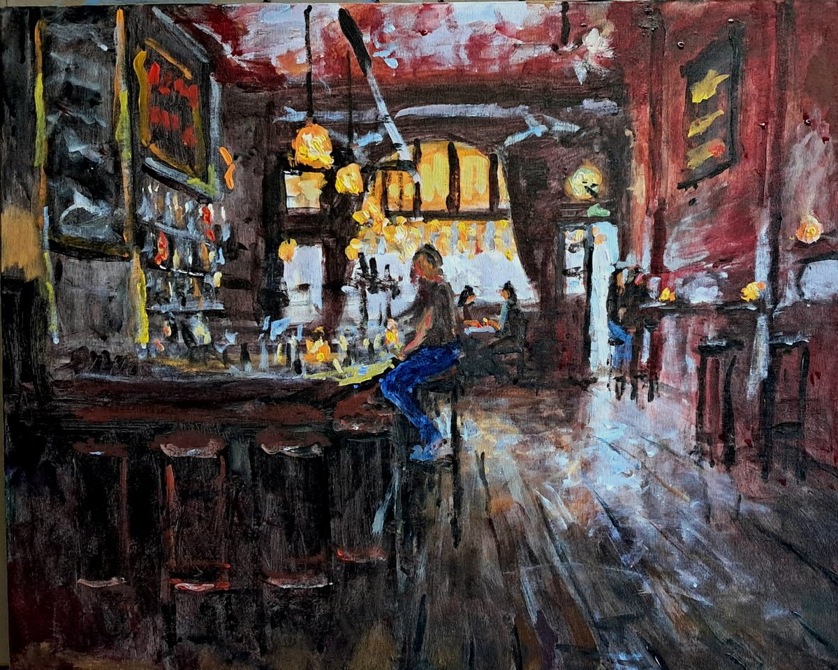  Early Drinkers By Dimitris Voyiazoglou, 20 X 17, Artwork For Sale On Artfinder