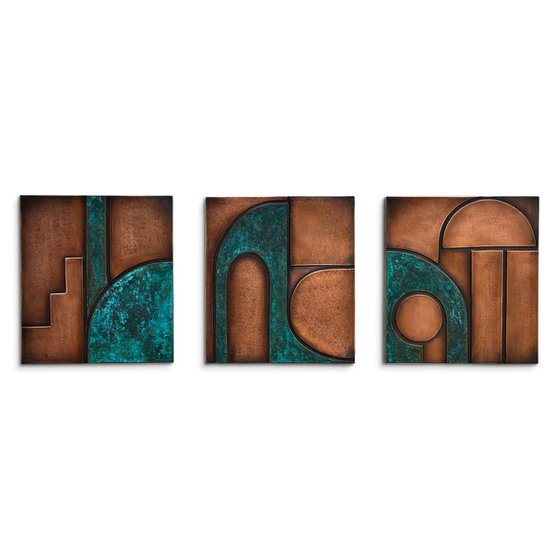 "Intervals " Copper Patina Wall Relief