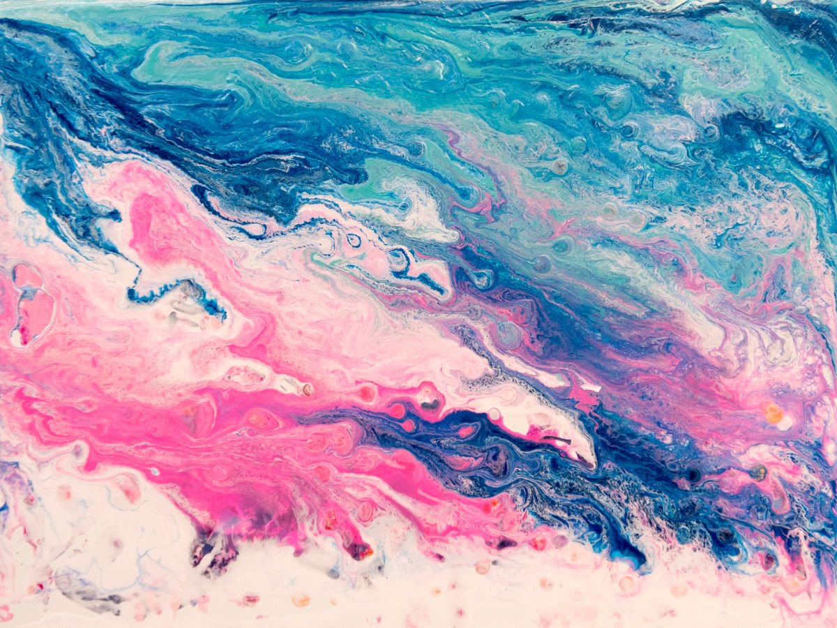 Abstract Landscape Acrylic Painting By Km Arts, 16 X 12", Ocean Currents, Original Artwork