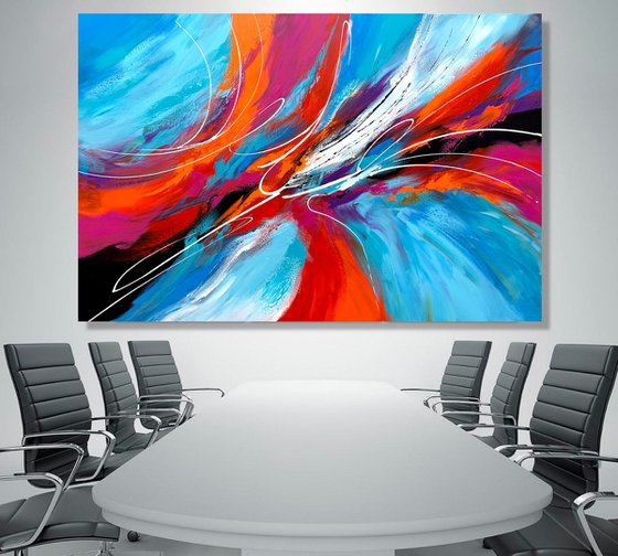 Summer of Love - XL LARGE,  MODERN ABSTRACT ART – EXPRESSIONS OF ENERGY AND LIGHT. READY TO HANG!
