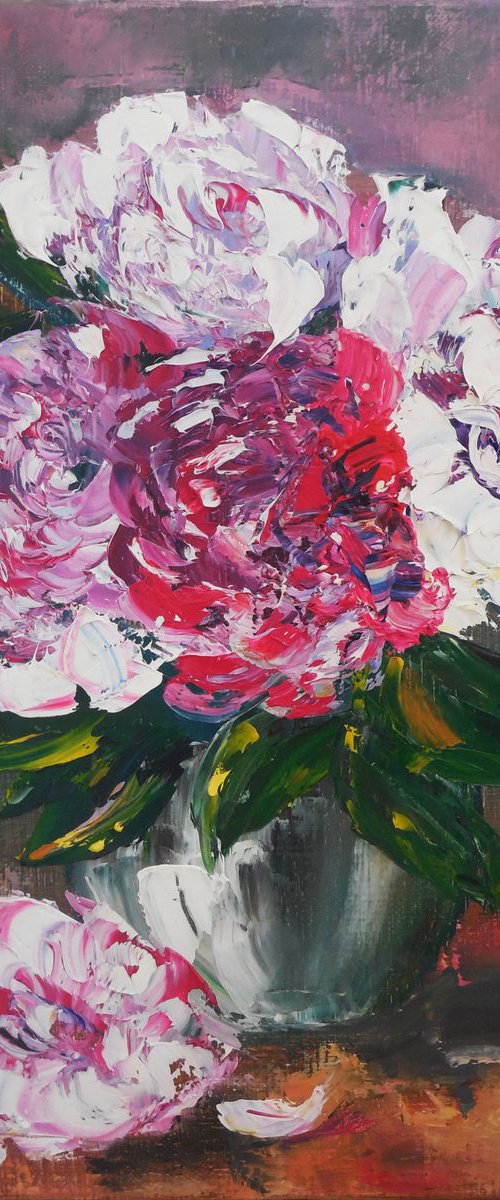 Peonies Flowers Still Life by Oksana Fedorova