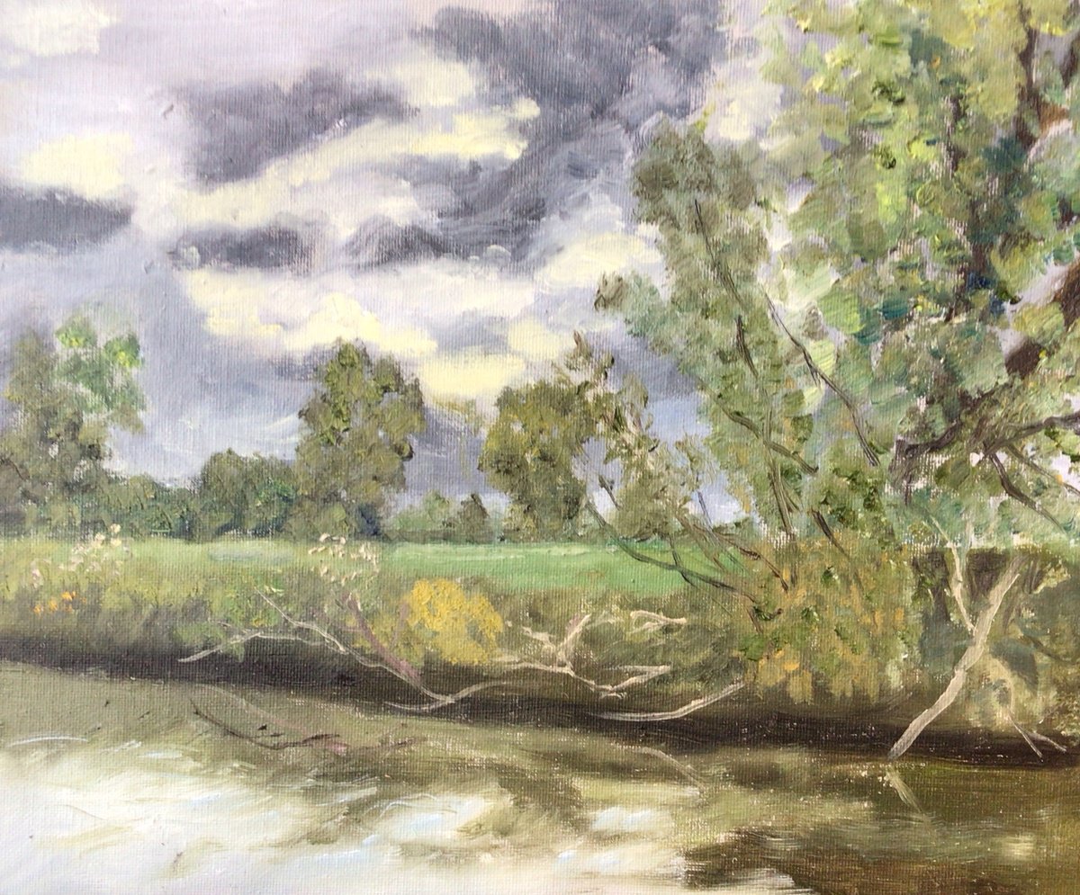 Impressionistic Landscape Oil Painting By Julian Lovegrove Art, 12 X 10", River Stour, Kent, Original Artwork