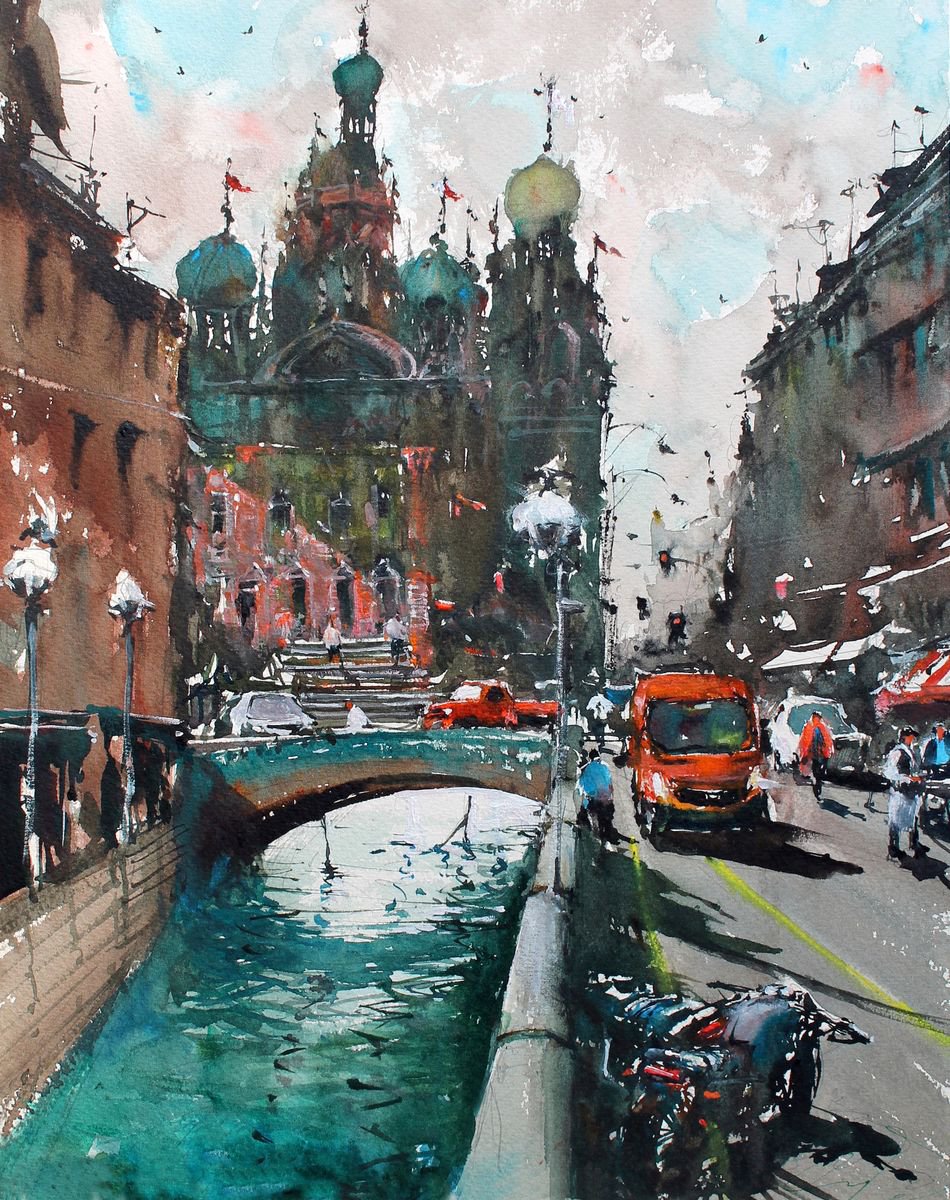 Impressionistic Watercolour , Behind The Cathedral By Maximo Damico, 12 X 16, Artwork For Sale On Artfinder