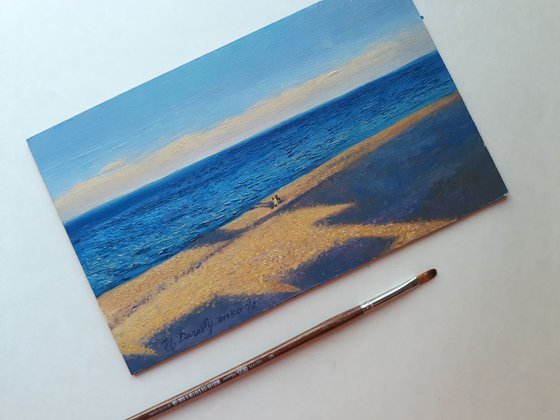 Blue sea landscape oil painting