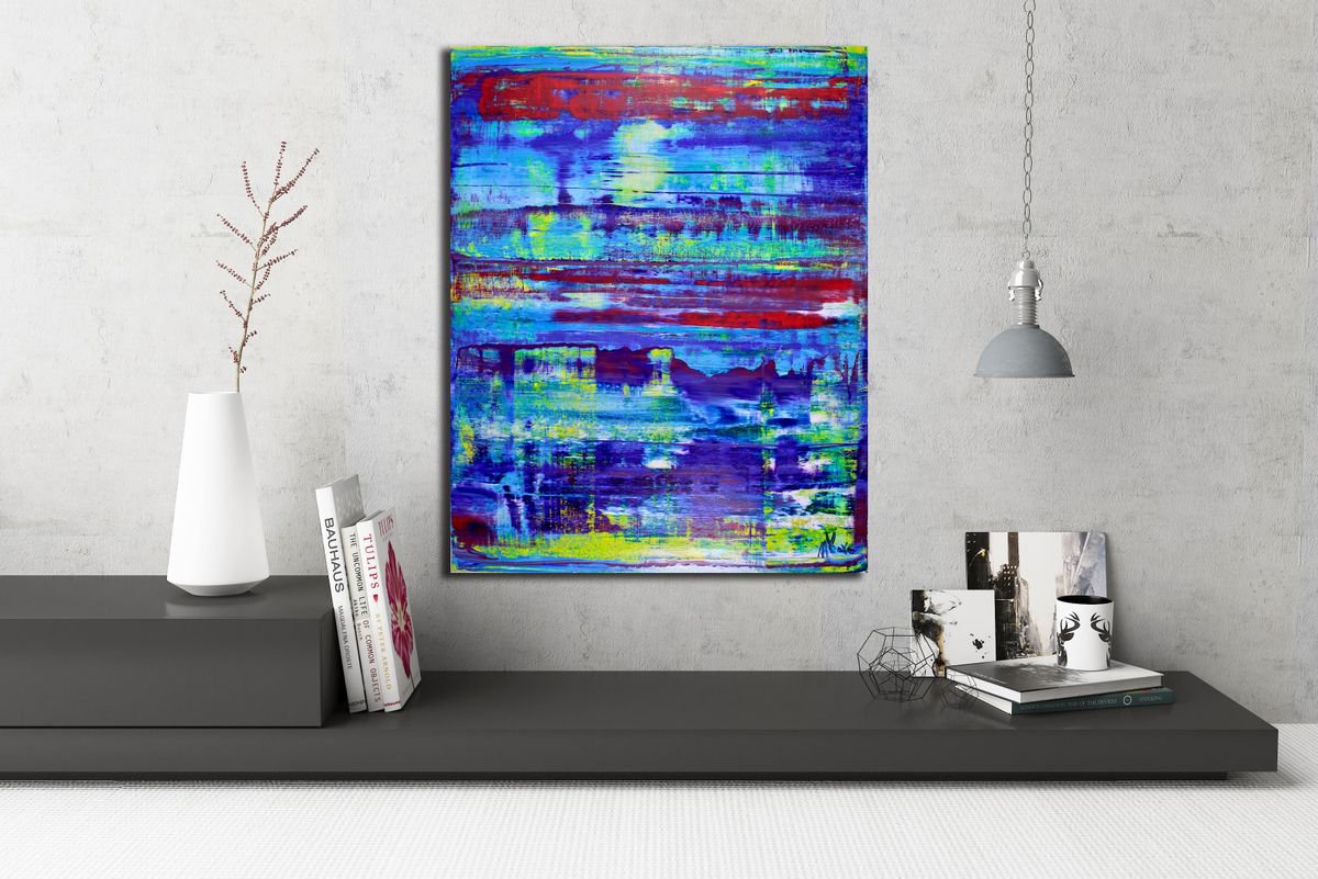 Abstract Acrylic Painting By Nestor Toro, 16 X 20", Fairytale Landscape, Original Artwork