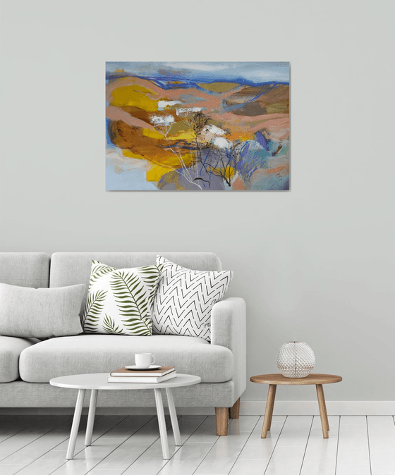 Landscape with flowers, 100x70cm.