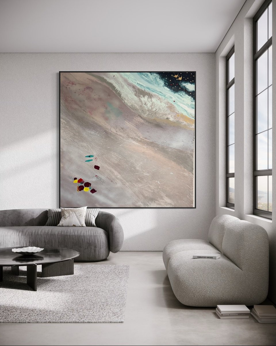  Serene Shoreline Sand Blush By Marie Antuanelle, 79 X 79, Artwork For Sale On Artfinder