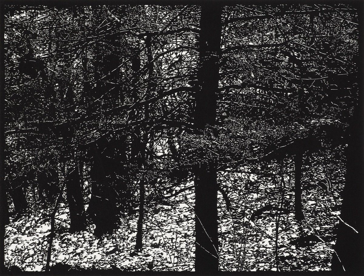 Impressionistic Landscape Linocut By David Conn, 29 X 22, Sussex In Winter, Original Artwork