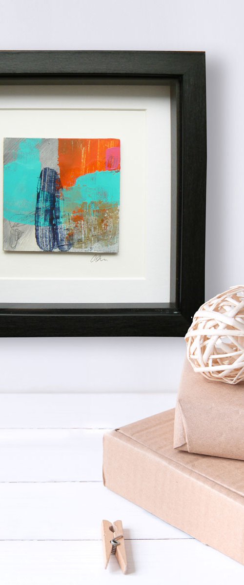Framed ready to hang mini original abstract #232 by Carolynne Coulson