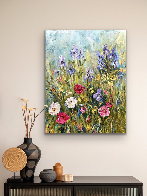 Among Irises and Zinnias