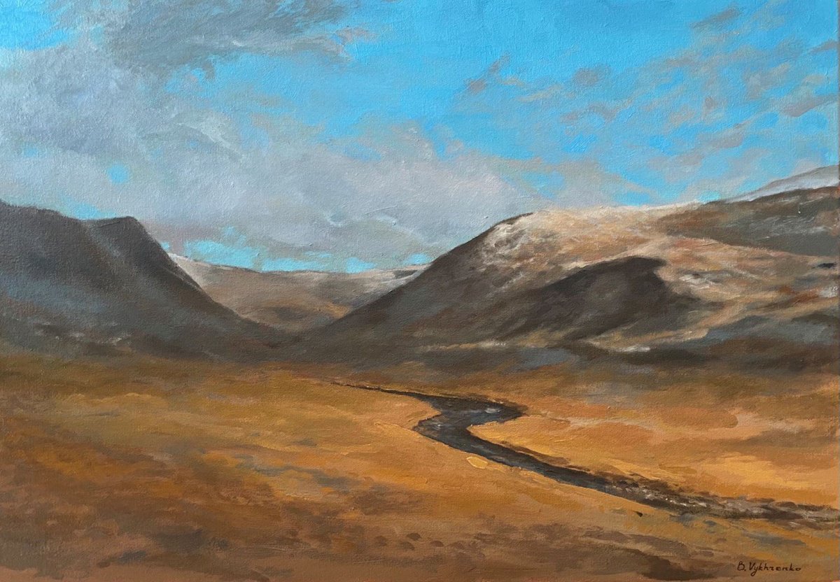 Impressionistic Landscape Oil Painting By Bohdan Vykhrenko, 16 X 12, Northern Valley, Original Artwork