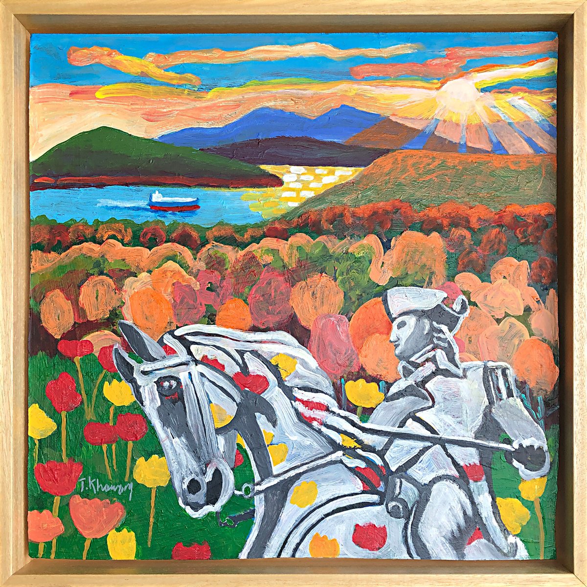 Expressive Landscape Oil Painting By Tony Khawam, 18 X 18", The Guardian Of West Point, Original Artwork