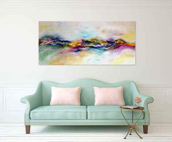 Fairy hills XXL 204X92 cm  unstretched painting, palette knife FREE SHIPPING