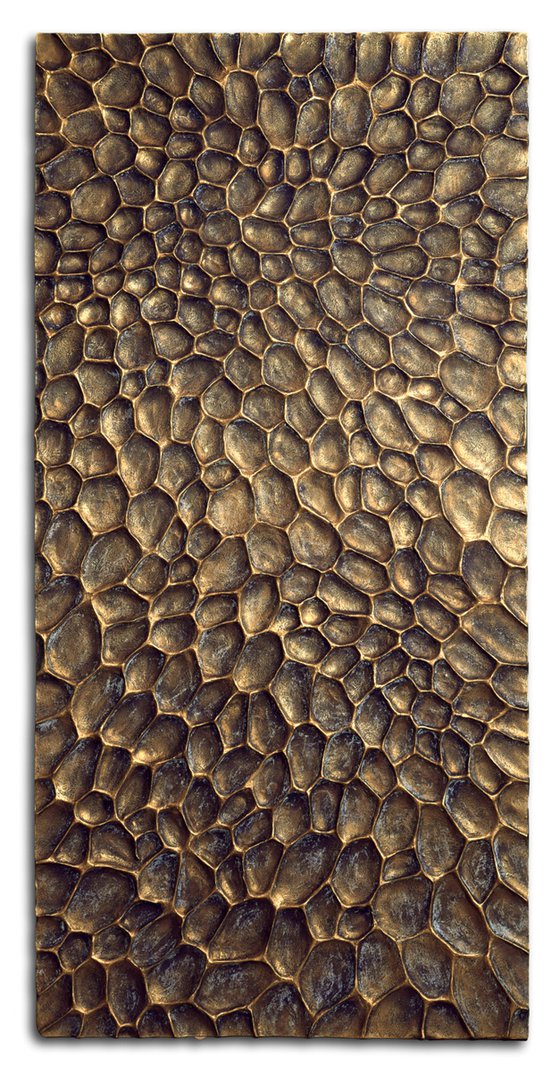 Craters #05/10 | Bronze-Gold Wall Sculpture