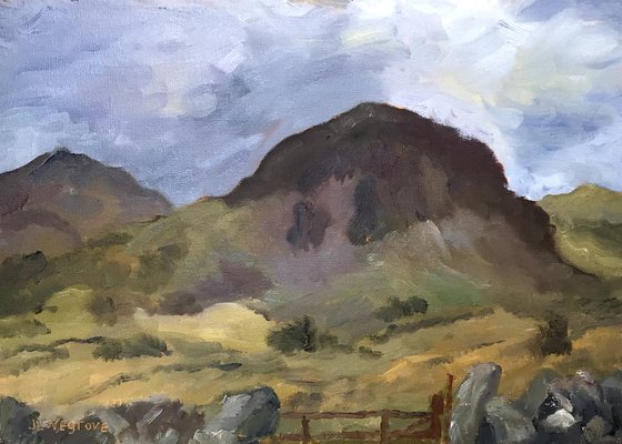 Mountains above Ffestiniog, An original oil painting.