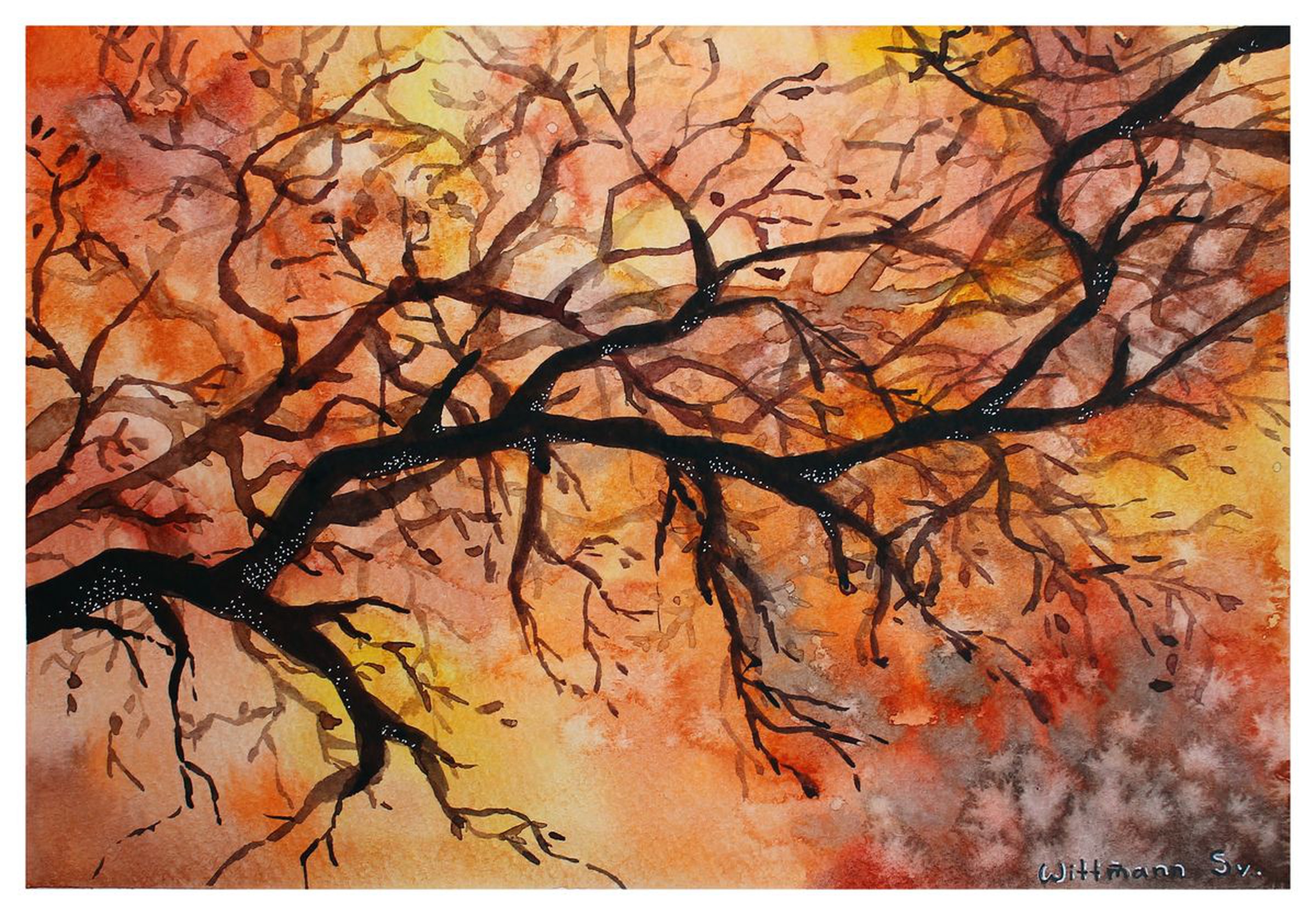 Original 21x30 Watercolour Painting Tree Branch Artfinder