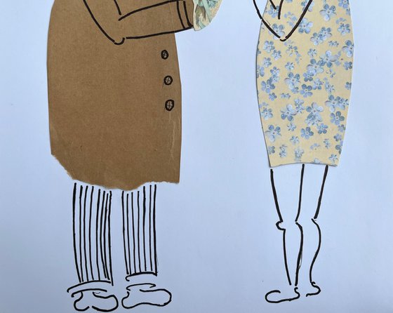 Couple original paper collage