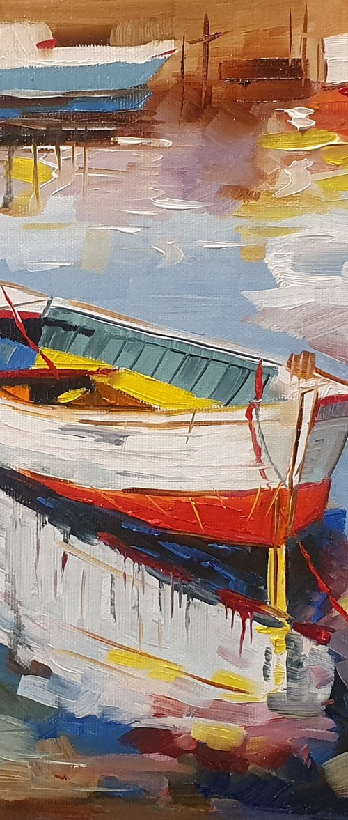 Colorful boat art 30*30 cm by Anna Reznik