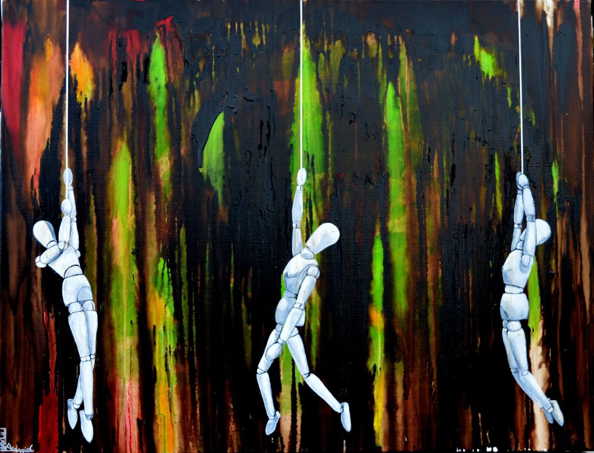 Surrealistic Still Life Oil Painting By Antonio Maggio Carluccio, 39 X 31, Speleologi, Original Artwork