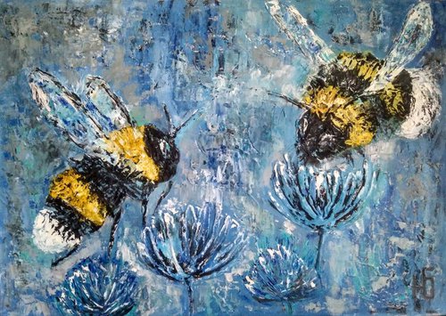 Winter bumblebees, 50x35 cm. by Yulia Berseneva