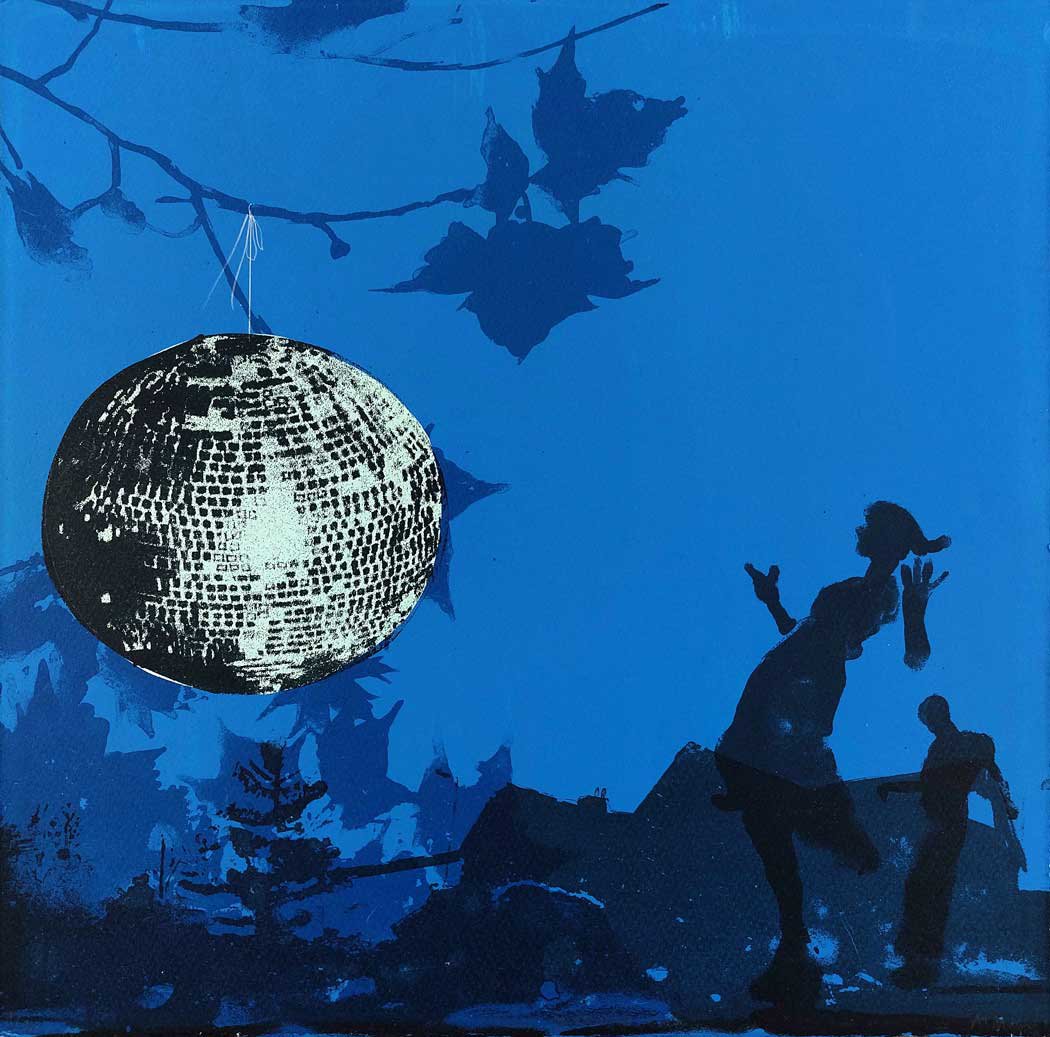 Anna Marrow | Original  Screenprint | Tiny Glitterball Moon | 35 X 35Cm | Artwork For Sale On Artfinder