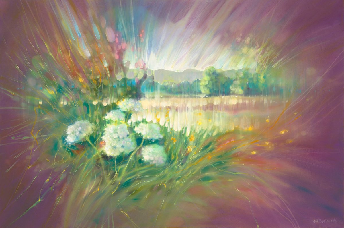 Expressive Landscape Oil Painting By Gill Bustamante, 36 X 24, Summer Calling, Original Artwork