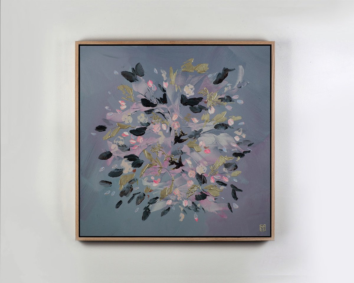 Abstract Acrylic Painting By Novi Lim, 26 X 26", Dandelion Constellation, Original Artwork