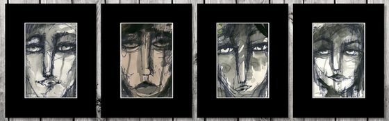 I Have A Secret Collection 1 - 4 Abstract Face Artworks by Kathy Morton Stanion