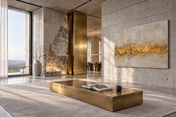 Abstract Textured Gold Light on Beige