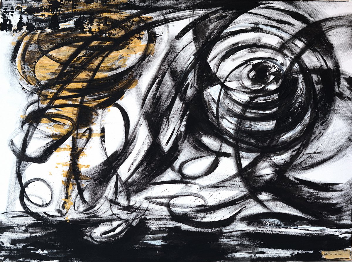 Black and white abstraction Envy II by Maria Svetlakova