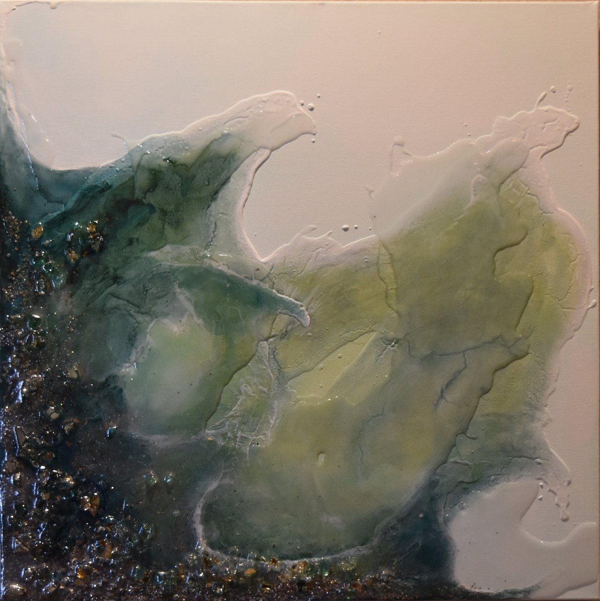 Abstract Painting By Tamara Bettencourt, 24 X 24", Crystal Sea, Original Artwork
