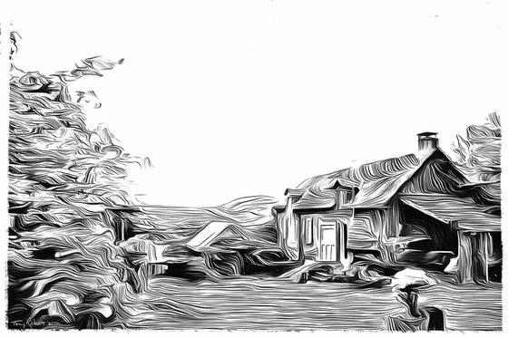 Cottage farm drawing