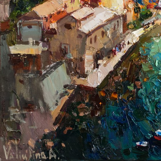 Vernazza Cinque Terre iItaly - Original impasto landscape painting textured Oil painting Italy wall art