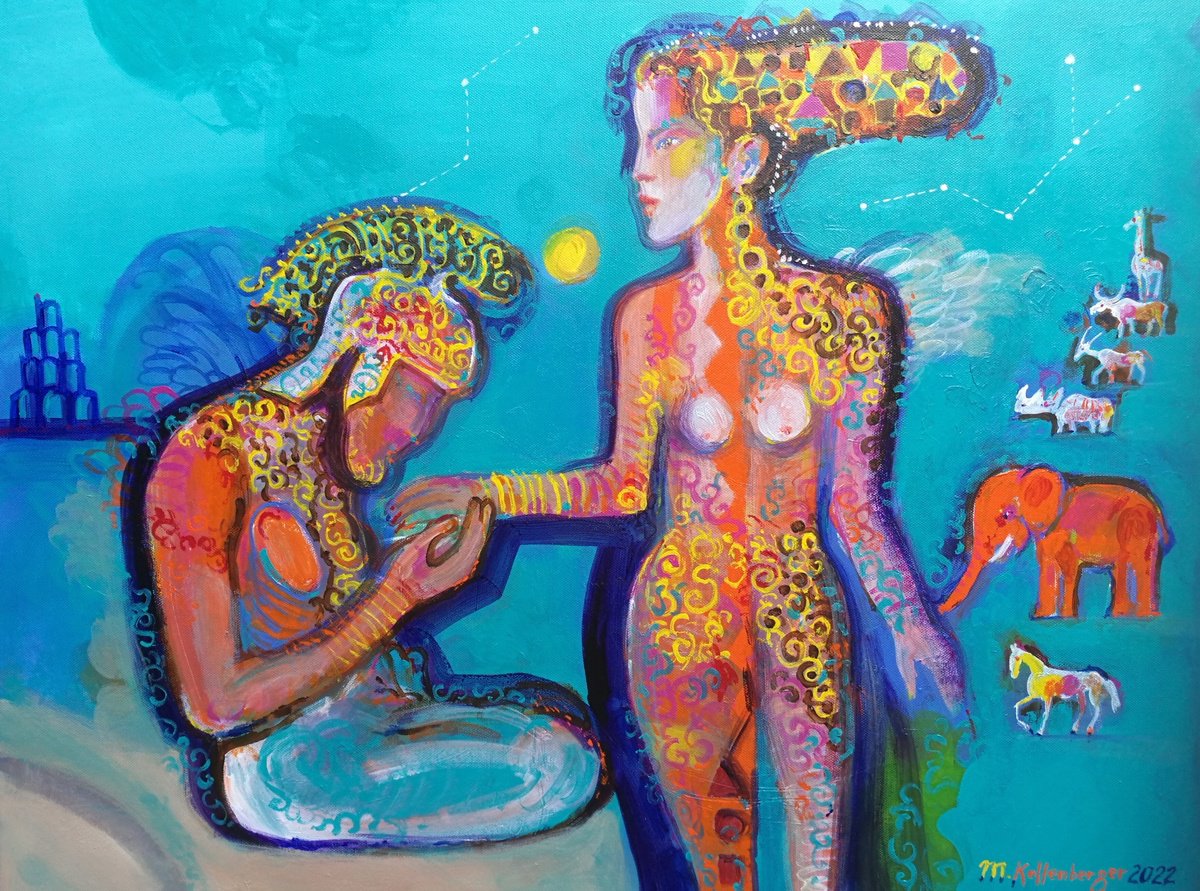 Impressionistic Animal Acrylic Painting By Kellenberger Martin, 31 X 24", Sabbatical, Original Artwork