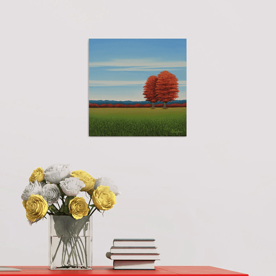 Two Red Trees - Blue Sky