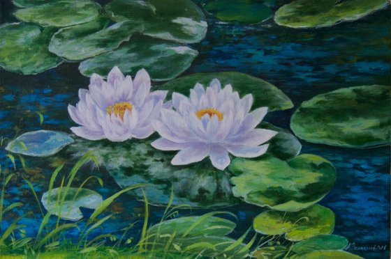 Flower painting "Water Sisters"