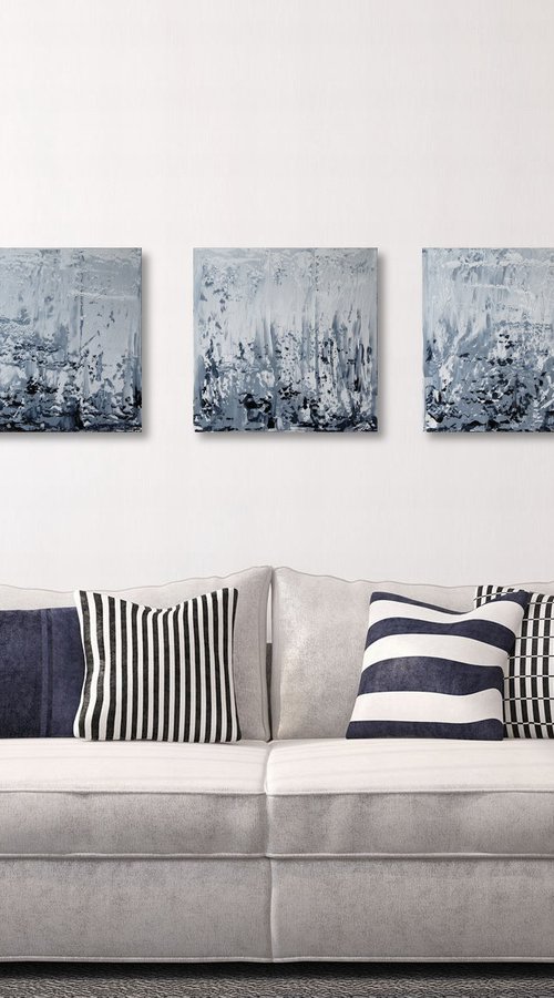 Winter Triptych (130 x 40 cm) (52 x 16 inches) 3 paintings in 1 by Ansgar Dressler