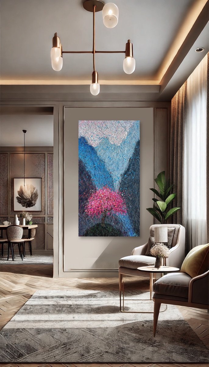 Impressionistic Botanical Acrylic Painting By Nadiia Antoniuk, 31 X 59", Made To Be Different, Original Artwork