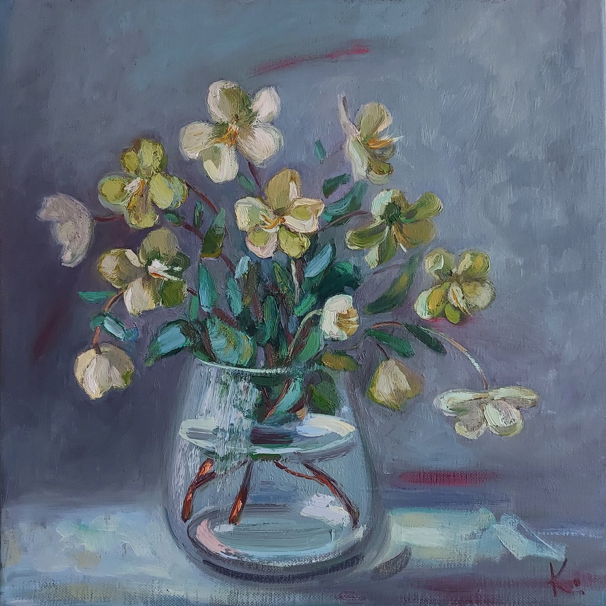 Still life Flowers on blue by Olena Kolotova