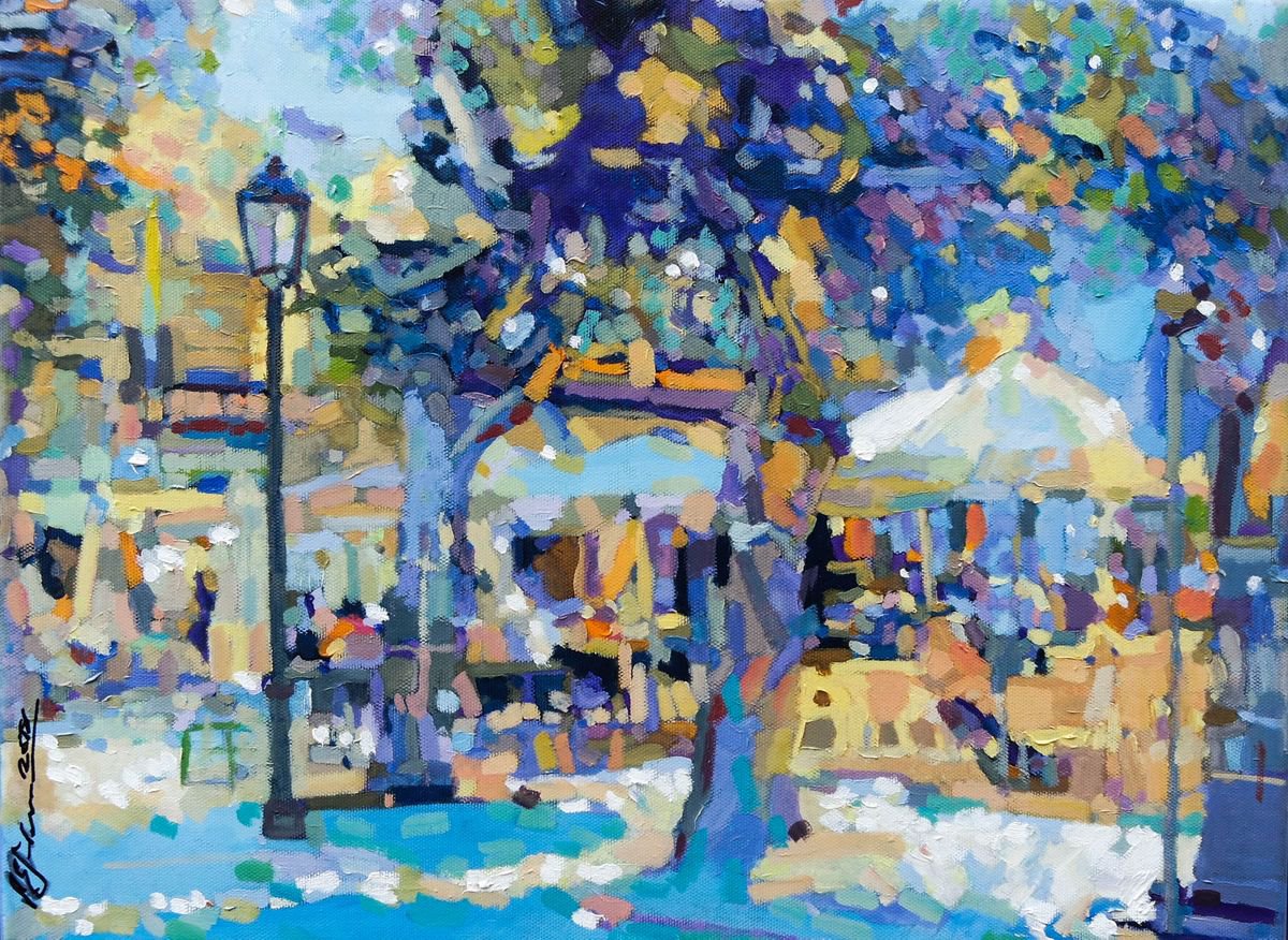 Main Square, Gozo, oil painting by paul edmondson