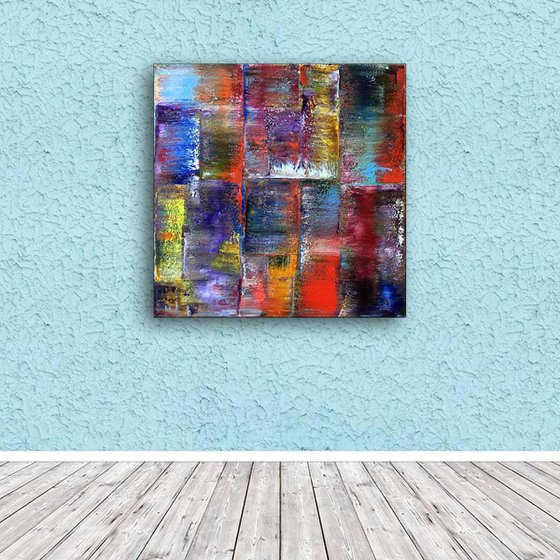 "Reflections" - Original PMS Abstract Geometric Oil Painting On Canvas - 30" x 30"