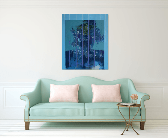 Abstract Face in blue