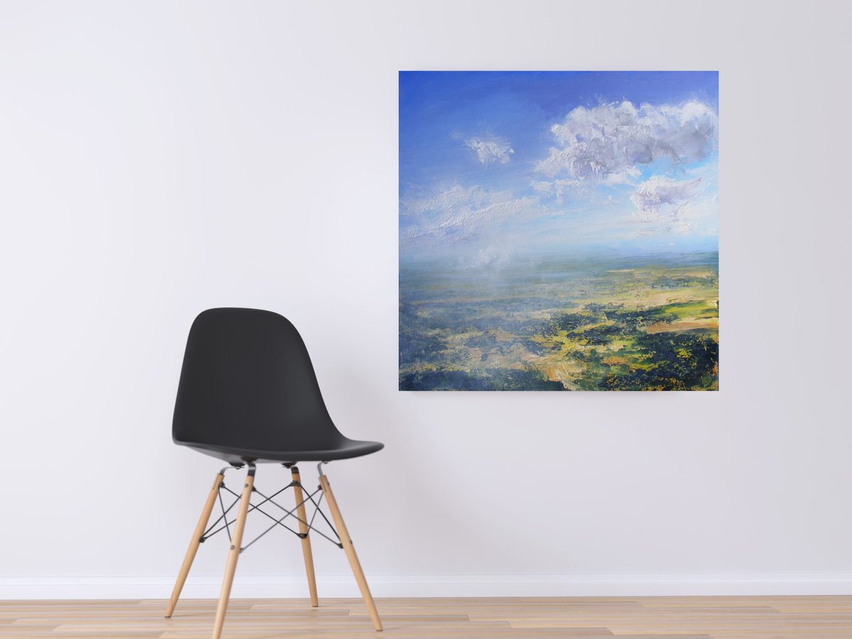 Abstract Landscape Acrylic Painting By Ivan Grozdanovski, 32 X 32, I Believe I Can Fly , Original Artwork