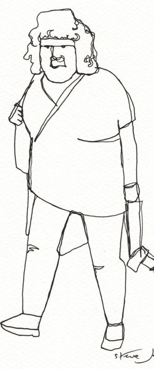 'The Weary Tourist' Continuous Line Dawing. by Steve John