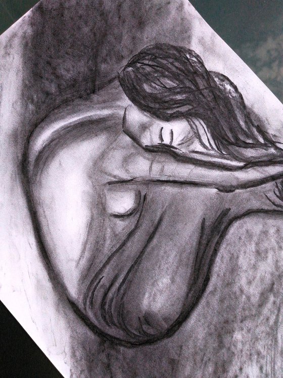 Woman Nude Charcoal Art