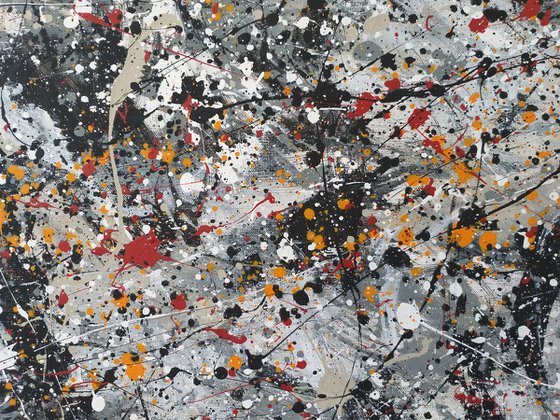 Abstract Jackson Pollock style acrylic on canvas by M.Y.