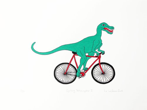 Cycling Velociraptor II by Liz Whiteman Smith