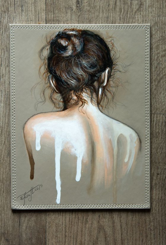 "Beautiful back " Original   acrylic painting on board 22x29x0.5cm.ready to hang